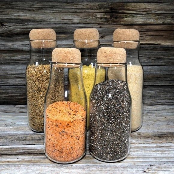 Lot of 3 Modern Farmhouse Spice Glass Jars Bottles - Picture 8 of 11